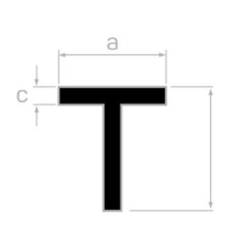 STANDART 20*20*3 mm T PROFİL L=3000 mm. -E3C000 (P07) PARLAK BEYAZ ELOKSAL -T6-F22 -6063